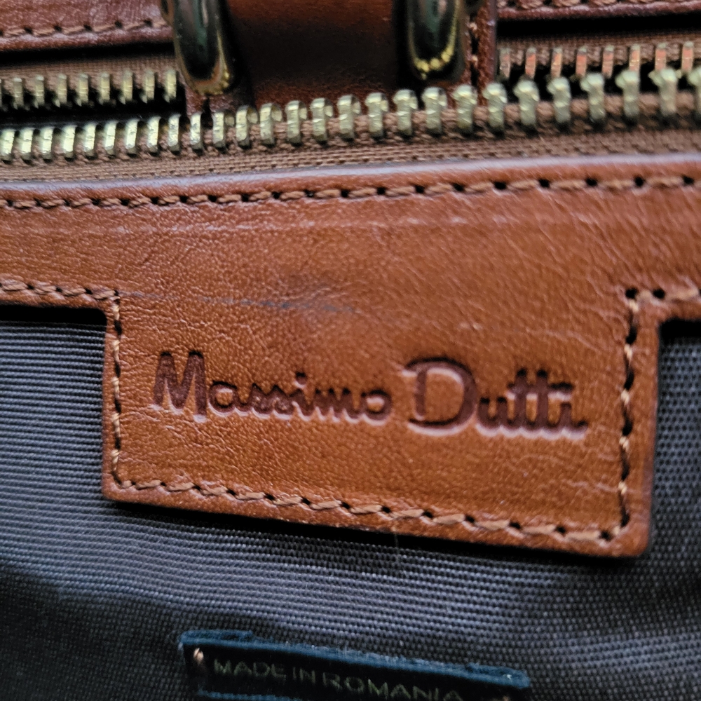 Massimo Dutti Leather Tote Bag | Expandable Side Zippers | Shoulder Strap - Picture 13 of 16